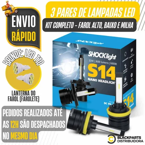 Imagem do produto Kit 6 Super Led Farol E Milha 6000k Branco Frio + T10 Canbus