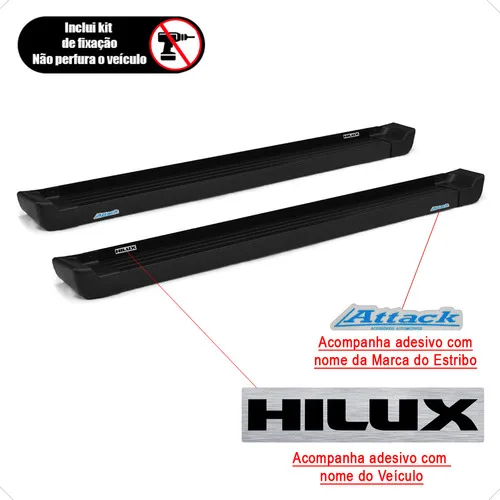 Imagem do produto Estribo Hilux Cabine Dupla 2020 2021 2022 Prime Preto