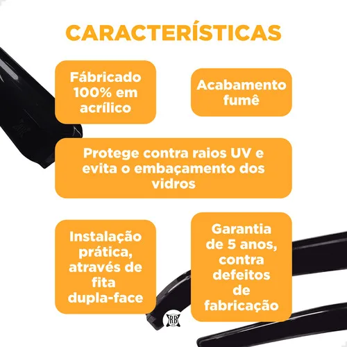 Imagem do produto Calha De Chuva Defletor Preto Fumê Hyundai Hr 2 Portas