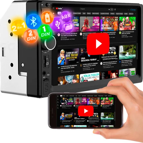 Central Multimídia First Option 7810h Com Espelhamento E Bluetooth Cor Preto