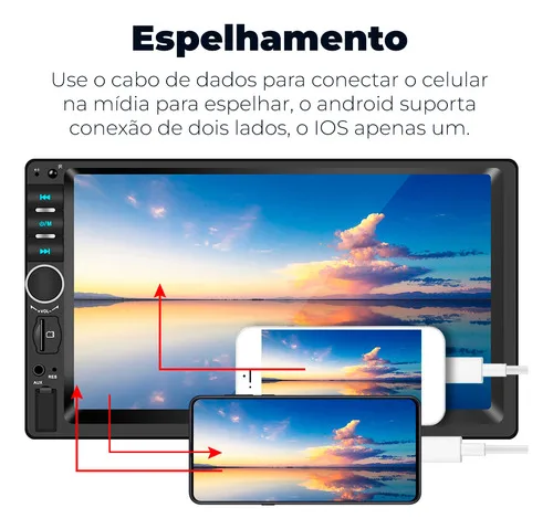 Imagem do produto Central Multimídia First Option 7810h Com Espelhamento E Bluetooth Cor Preto