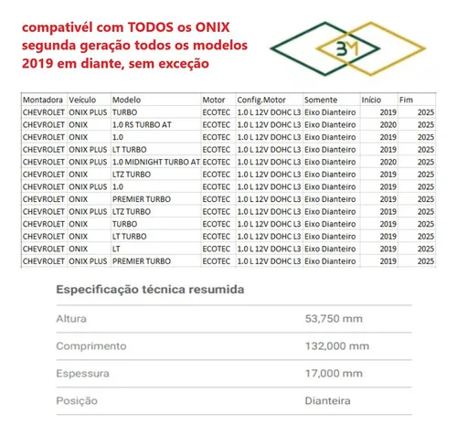 Imagem do produto Pastilha Freio Novo Onix 2020 2021 2022 Lt Ltz Plus Premier