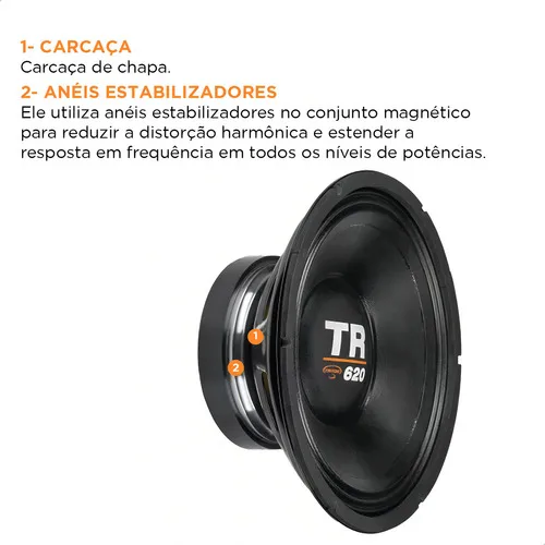 Imagem do produto Alto Falante Woofer Triton Tr 620 W Rms 12 Polegadas 4 Ohms Cor Preto