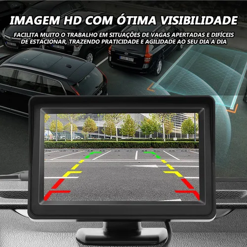 Imagem do produto Kit Tela Monitor Lcd 4,3 '' + Câmera De Ré Hd + Sensor De Ré