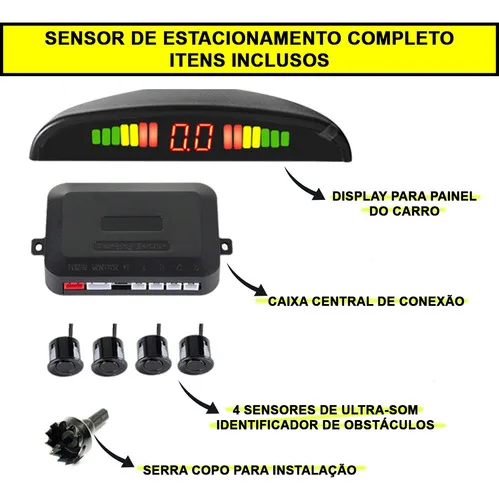 Imagem do produto Kit Tela Monitor Lcd 4,3 '' + Câmera De Ré Hd + Sensor De Ré