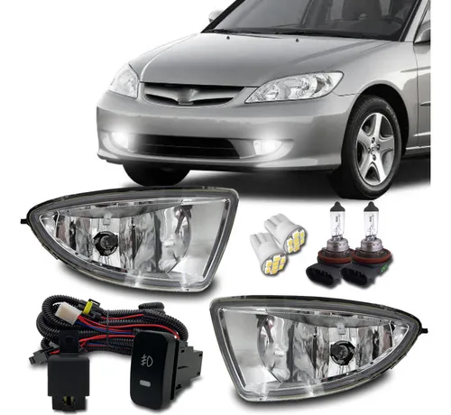 Kit Farol Milha Auxiliar Civic 2004 2005 2006 + 4 Brindes