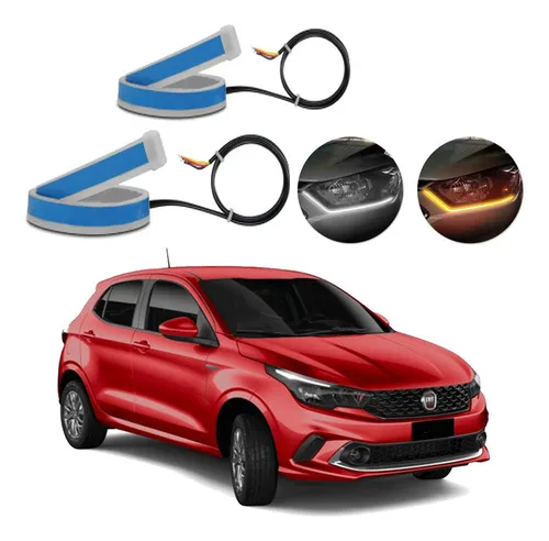 Kit Fitas Led Drl Farol + Seta 12v 45cm Fiat Argo 2023 2024