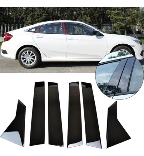 Adesivo Colunas Black Piano Civic G10 Aplique Janela Porta