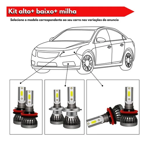 Imagem do produto Kit Ultra Led Nano Mini 22000 Lumens 6500k Alto Baixo Milha