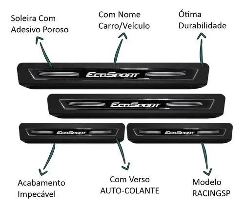 Imagem do produto Kit Soleira Ecosport 2013 2014 Á 2017 2018 2019 2020 - Preto