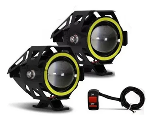 Imagem do produto Par Farol Milha Moto Angel Eye U7 Led Auxiliar 30w Branco