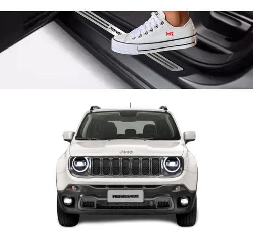 Imagem do produto Soleira Proteção Porta Aço Inox Adesivo Preto Jeep Renegade