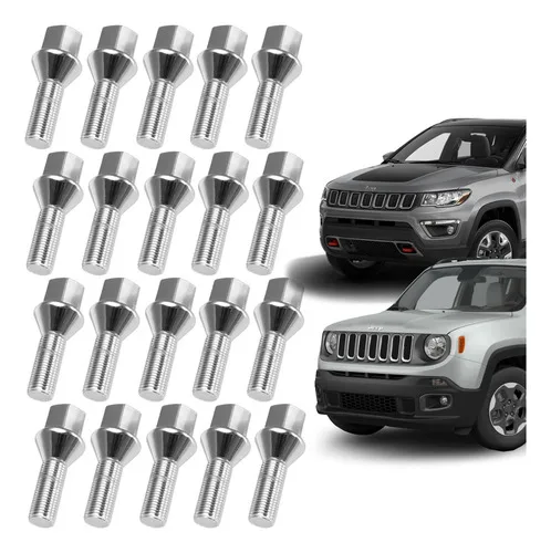 Jogo 20 Parafusos Cromado Roda Jeep Renegade E Compass