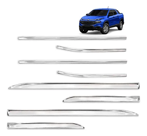Kit Friso Cromado Inferior + Pestana Fiat Toro Ultra 2022