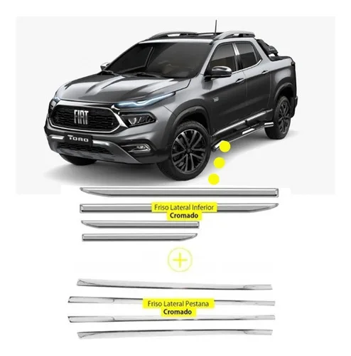 Imagem do produto Kit Friso Cromado Inferior + Pestana Fiat Toro Ultra 2022