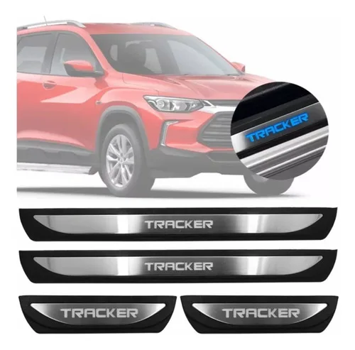 Kit Soleira 4 Portas Aço Inox Led Azul Tracker 2022