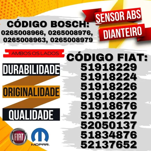 Imagem do produto Sensor Abs Dianteiro Original Fiat Bravo Mobi Uno Palio Idea