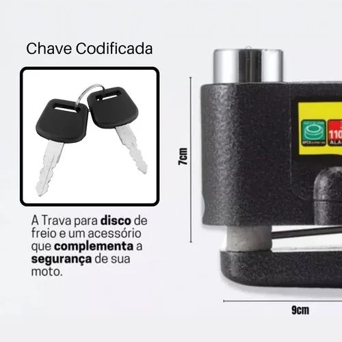 Imagem do produto Trava Cadeado De Freio Disco Com Alarme Sonoro Para Moto