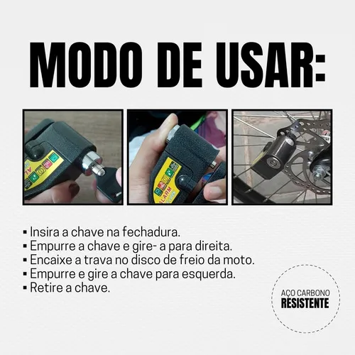 Imagem do produto Trava Cadeado De Freio Disco Com Alarme Sonoro Para Moto