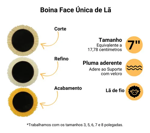 Imagem do produto Boinas De Lã 7 Polegadas Macia Normal Agressiva Corte Refino