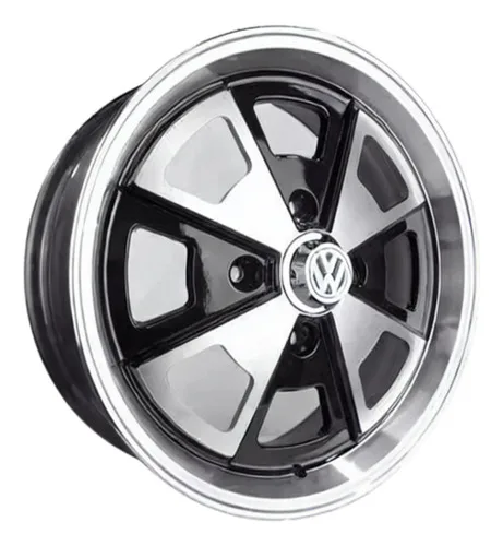 Rodas Porsche 914 P/ Fusca Aro 15x5,5 4x130 (jogo) +bicos Cor Preto Com Diamantado
