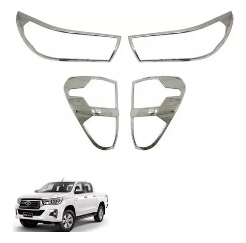 Aplique Cromado Farol E Lanterna Toyota Hilux 2016 À 2020