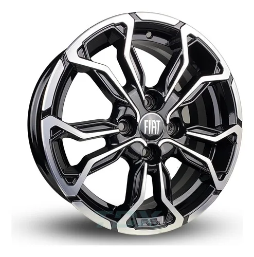 4 Rodas M16 Fiat Uno Argo Aro 14 4x98 (jogo)+ Bicos+ Parafusos Cor Preto Com Diamantado