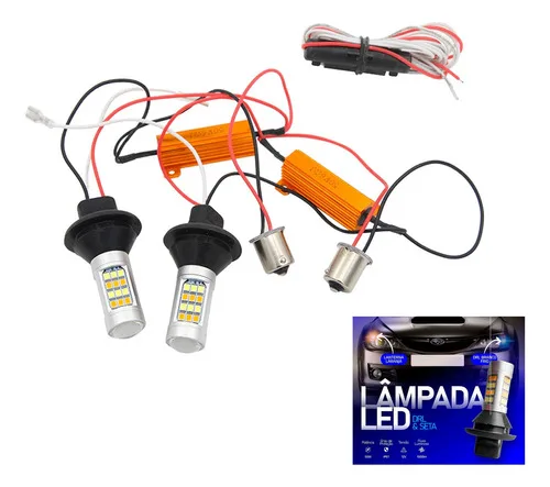 Drl Lâmpada Led + Seta Carro 2 Em 1 Canbus Ñ Acusa Painel