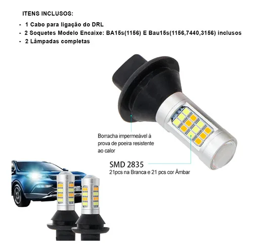 Imagem do produto Drl Lâmpada Led + Seta Carro 2 Em 1 Canbus Ñ Acusa Painel