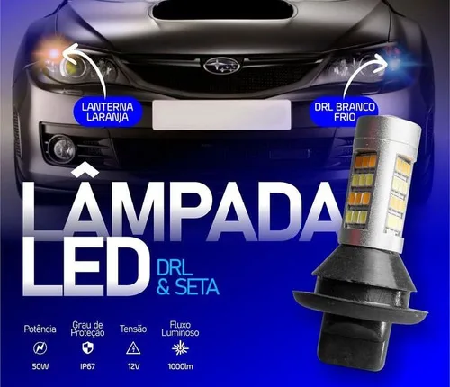 Imagem do produto Drl Lâmpada Led + Seta Carro 2 Em 1 Canbus Ñ Acusa Painel