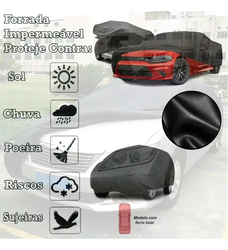 Imagem do produto Capa Cobrir Carro 100% Forrada Impermeável Couro Anti-gato