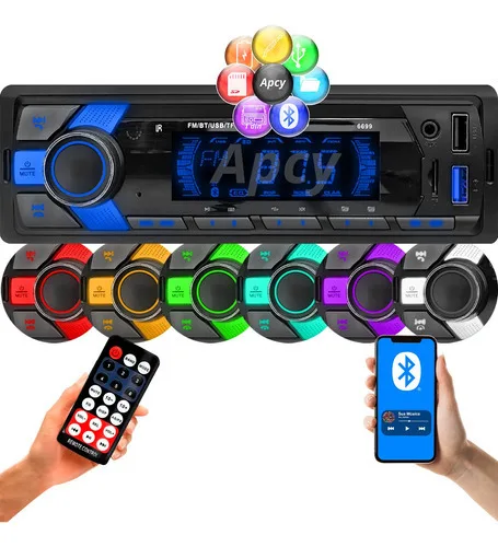Rádio Mp3 Som Automotivo Bluetooth 7 Cores 200w Pen Drive Sd 45w