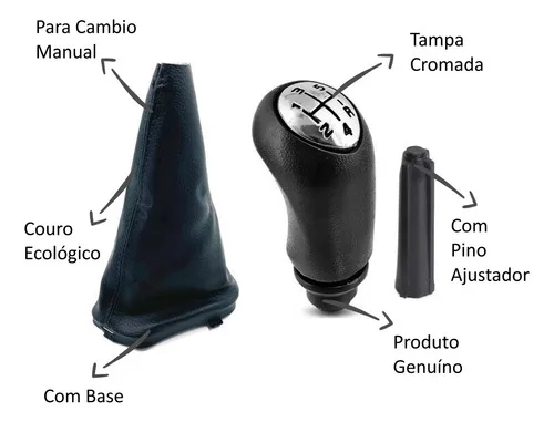 Imagem do produto Bola Manopla E Coifa Câmbio Oroch Cromada Com Bucha