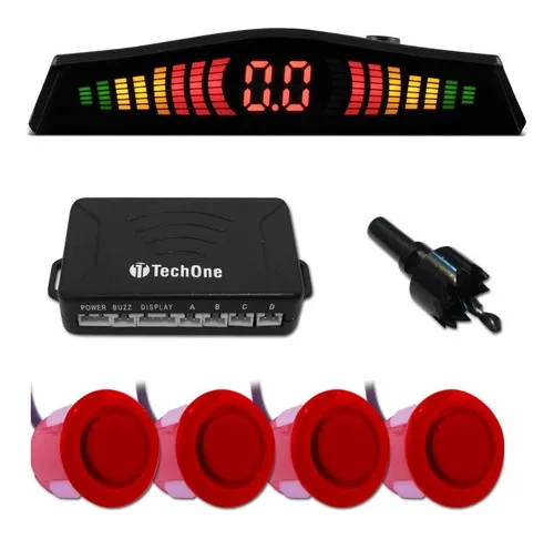 Imagem do produto Sensor Estacionamento Ré 4 Sensores Display Cores Tech One