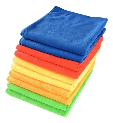 Kit 10 Panos Microfibra Flanela 35*50cm Power Clean Cor Sortido