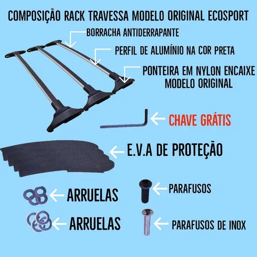 Imagem do produto Rack De Teto Travessa Ecosport Mod Orig 13 À 2020 3 Barras
