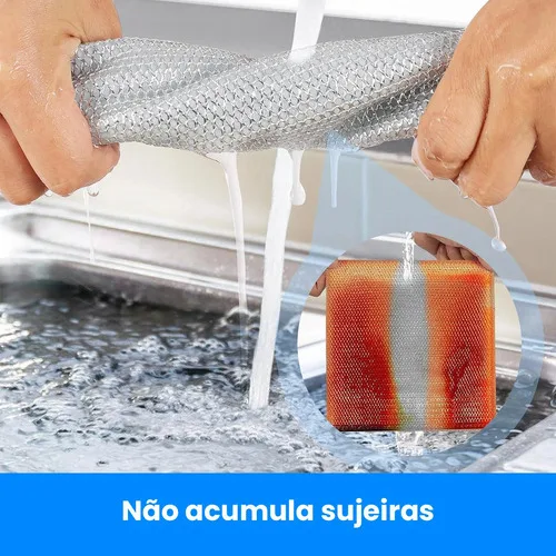 Imagem do produto Kit 5 Pano De Limpeza Para Fogão Magico Multiuso De Arame Cor Prateado