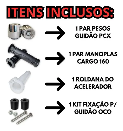 Imagem do produto Peso Pezinho Guidao Oco Bucha Pcx Titan 160 Cromado Manopla