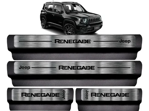 Soleira Aço Inox Premium + Vinil P/ Jeep Renegade