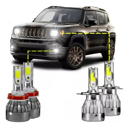 Ultra Led Jeep Renegade Farol Alto Baixo Milha Com Canceller