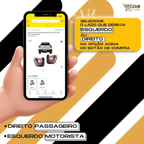 Imagem do produto Lanterna Traseira Fiat Strada Nova 2020 2021 2022 2023 2024