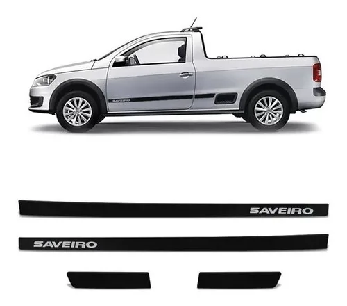 Kit Frisos Laterais Saveiro G5 G6 G7 G8 Preto C/ Nome