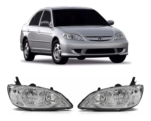 Par De Farol Cromado Honda Civic 2004 2005 2006 04 05 06
