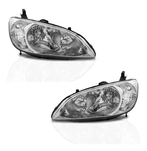 Imagem do produto Par De Farol Cromado Honda Civic 2004 2005 2006 04 05 06
