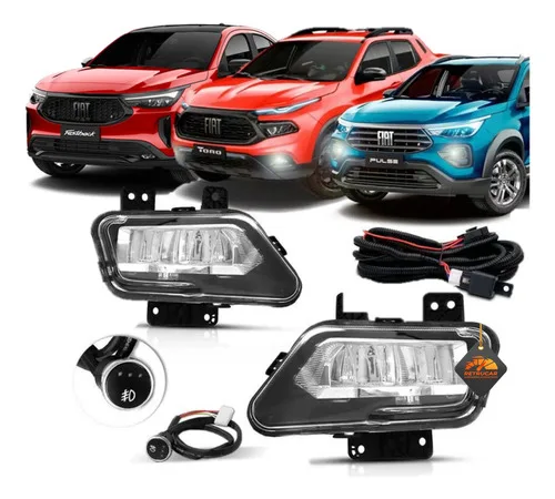 Kit Farol Milha Neblina Full Led Fiat Fastback Botão Touch
