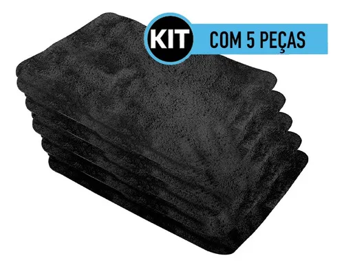 Imagem do produto Toalha Microfibra 5 Peça Preta 30cmx40cm S/costura Vonder