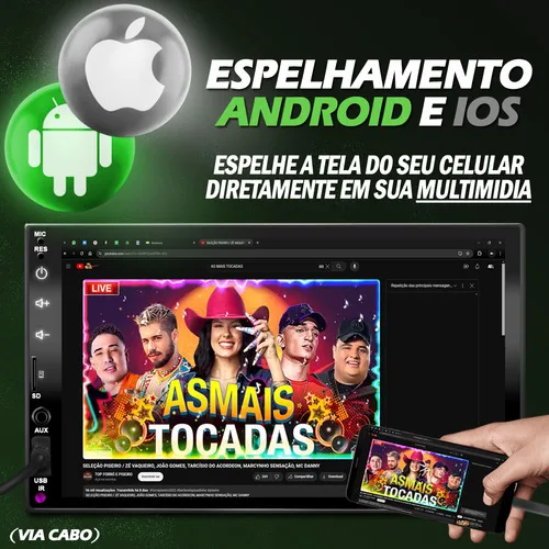 Imagem do produto Combo Central 2 Din 7 Polegadas + Camera De Re + Moldura 7''