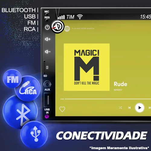 Imagem do produto Combo Central 2 Din 7 Polegadas + Camera De Re + Moldura 7''