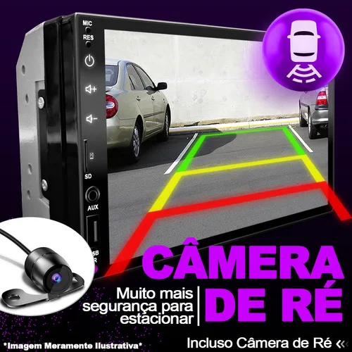 Imagem do produto Combo Central 2 Din 7 Polegadas + Camera De Re + Moldura 7''