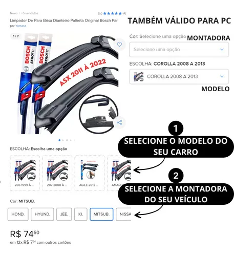 Imagem do produto Limpador De Para Brisa Dianteiro Palheta Original Bosch Par